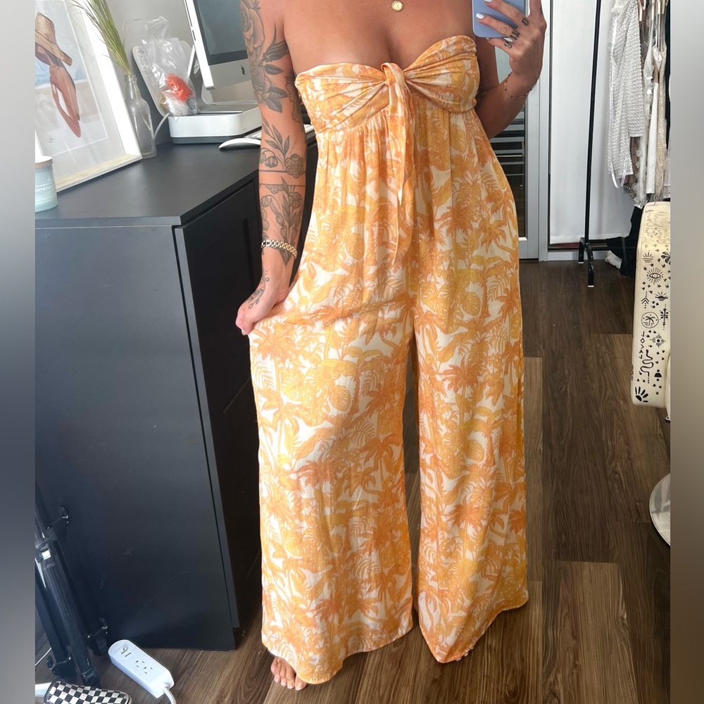 Palm Strapless Jumpsuit